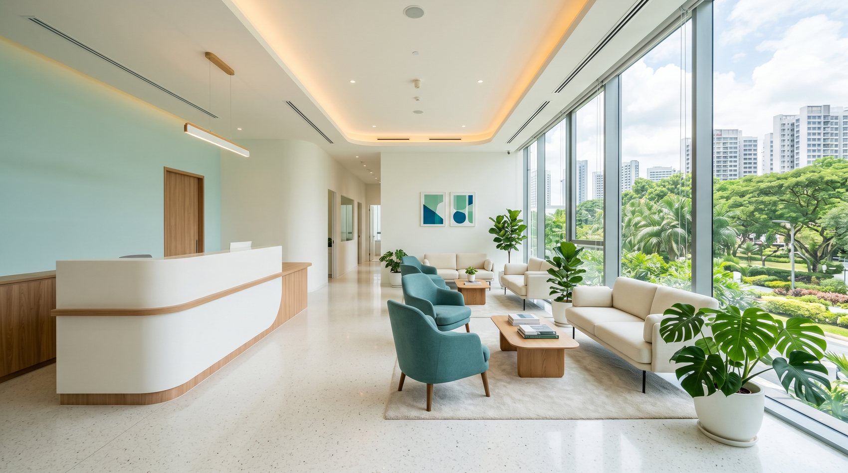 Modern Aster Dental clinic reception in Novena, Singapore