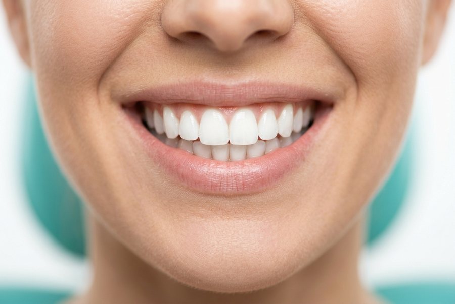 Bright white smile after professional teeth whitening